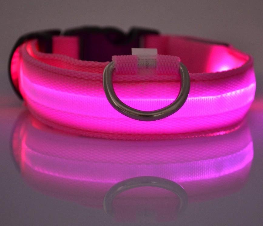 Glow-in-the-Dark LED Dog Collar – Adjustable Nylon Flashing Pet Collar for Night Safety for Dogs and Cats