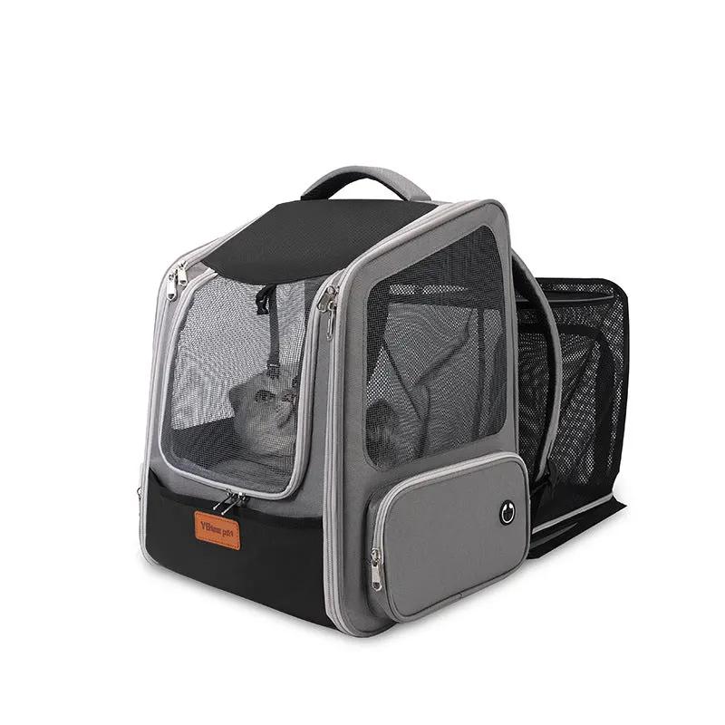 Expandable Pet Backpack with 18L Capacity – Portable Nylon Travel Bag