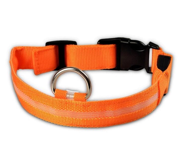 Glow-in-the-Dark LED Dog Collar – Adjustable Nylon Flashing Pet Collar for Night Safety for Dogs and Cats
