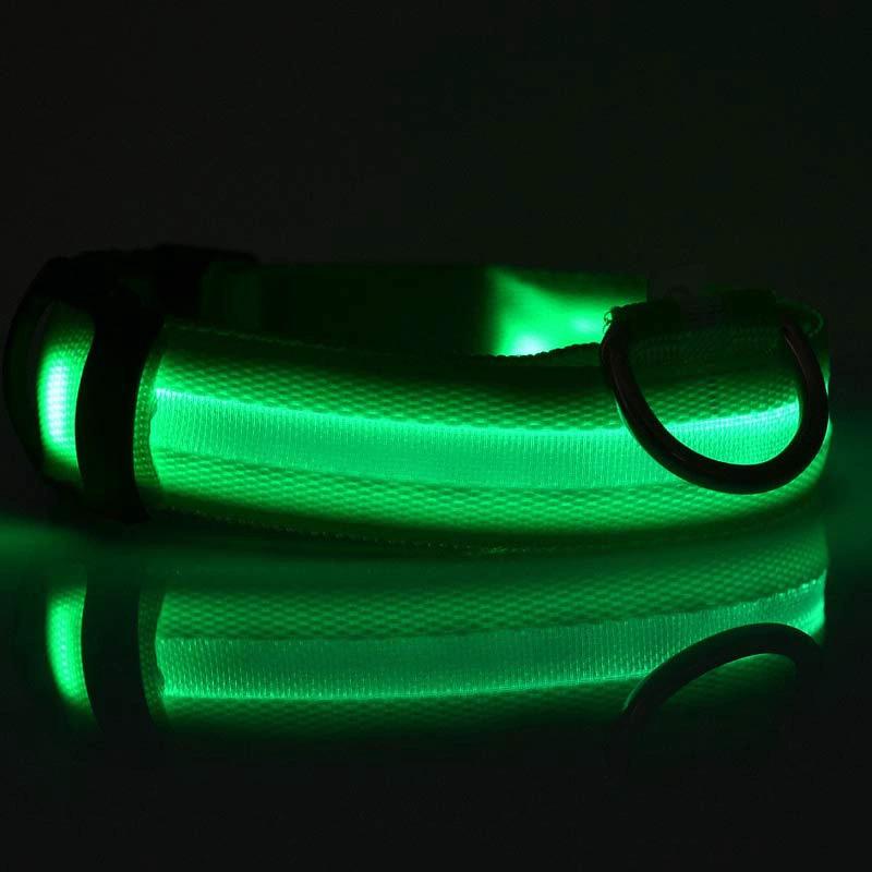 Glow-in-the-Dark LED Dog Collar – Adjustable Nylon Flashing Pet Collar for Night Safety for Dogs and Cats