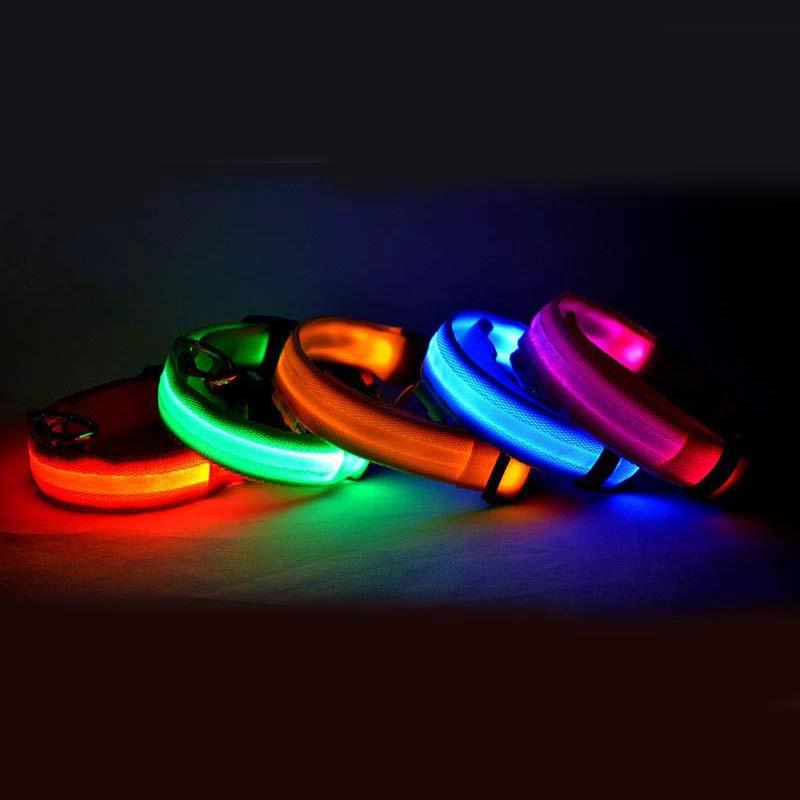 Glow-in-the-Dark LED Dog Collar – Adjustable Nylon Flashing Pet Collar for Night Safety for Dogs and Cats