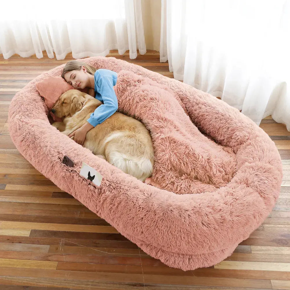 Cozy Cuddle Bed for You and Your Pet — Orthopedic Faux Fur with Pillow &amp; Blanket