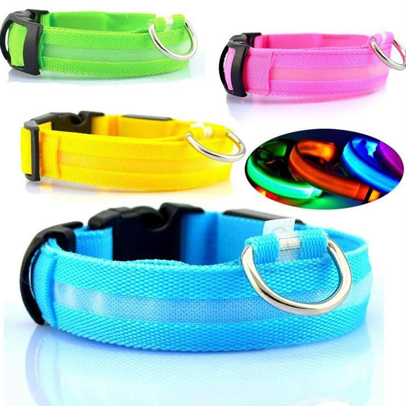 Glow-in-the-Dark LED Dog Collar – Adjustable Nylon Flashing Pet Collar for Night Safety for Dogs and Cats