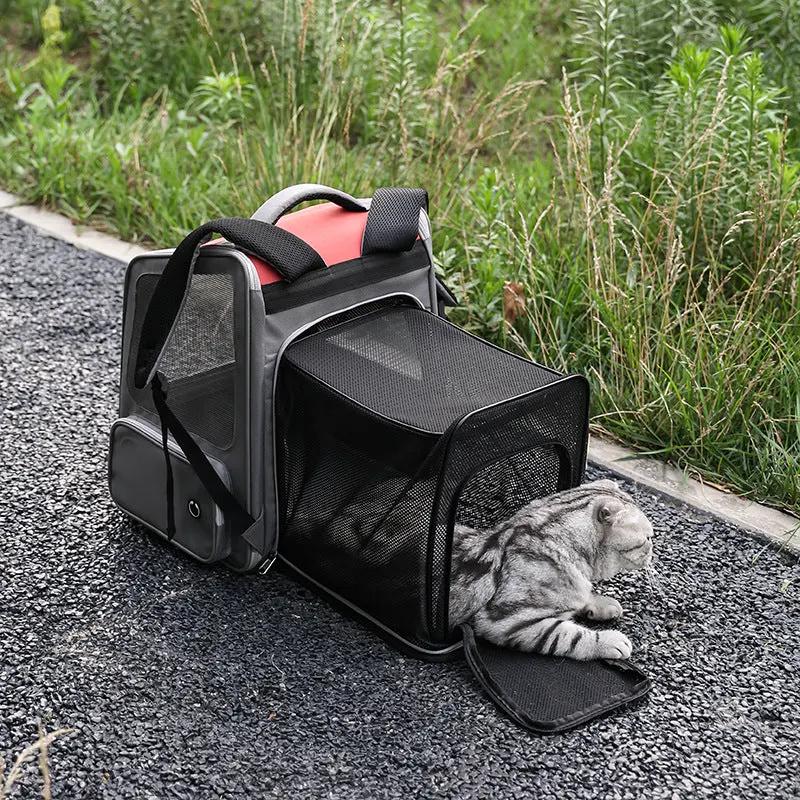 Expandable Pet Backpack with 18L Capacity – Portable Nylon Travel Bag