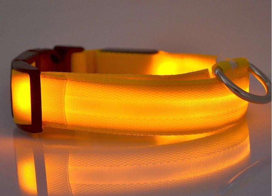 Glow-in-the-Dark LED Dog Collar – Adjustable Nylon Flashing Pet Collar for Night Safety for Dogs and Cats