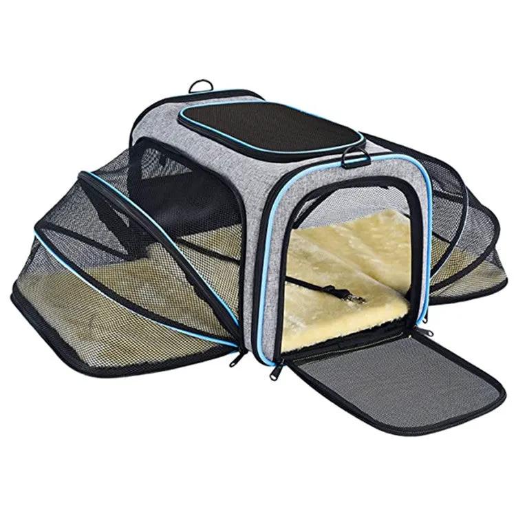 Airline-Approved Expandable Pet Carrier with Four-Way Access and Reflective Safety Tapes