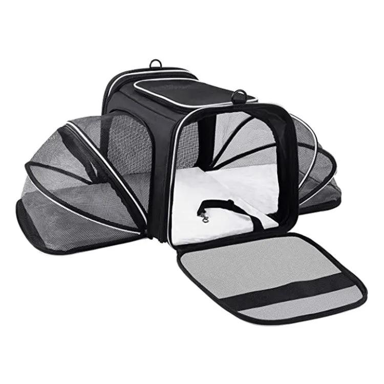 Airline-Approved Expandable Pet Carrier with Four-Way Access and Reflective Safety Tapes