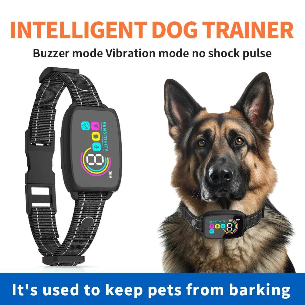Smart Automatic Anti-Barking Dog Collar with AI Recognition, 4 Training Modes, IP67 Waterproof, USB Rechargeable, and 15-Day Battery Life for Dogs 8–120 lbs