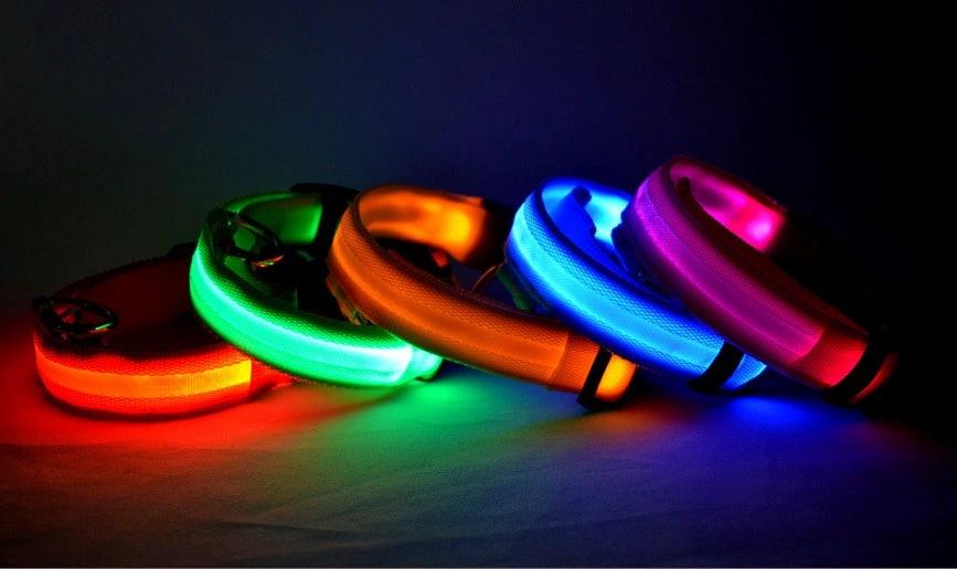 Glow-in-the-Dark LED Dog Collar – Adjustable Nylon Flashing Pet Collar for Night Safety for Dogs and Cats