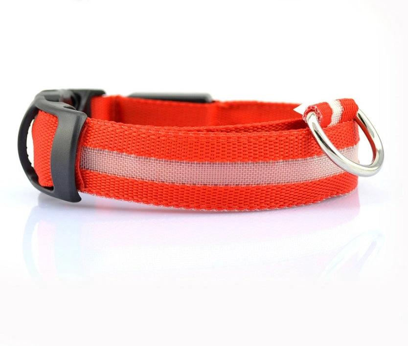 Glow-in-the-Dark LED Dog Collar – Adjustable Nylon Flashing Pet Collar for Night Safety for Dogs and Cats