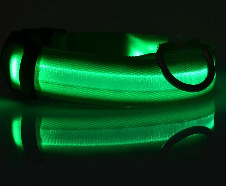Glow-in-the-Dark LED Dog Collar – Adjustable Nylon Flashing Pet Collar for Night Safety for Dogs and Cats