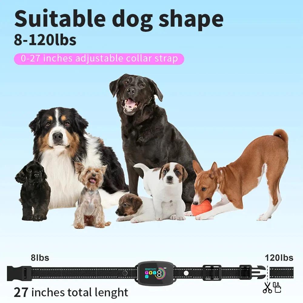 Smart Automatic Anti-Barking Dog Collar with AI Recognition, 4 Training Modes, IP67 Waterproof, USB Rechargeable, and 15-Day Battery Life for Dogs 8–120 lbs
