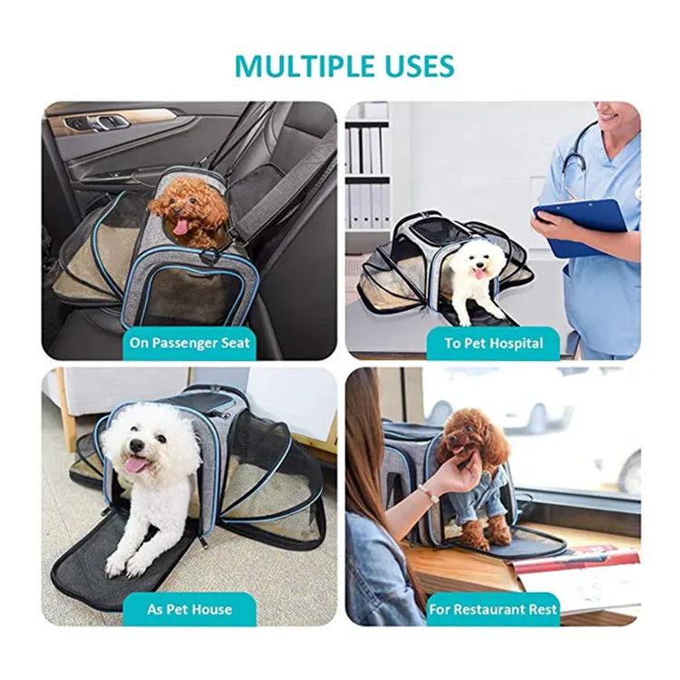 Airline-Approved Expandable Pet Carrier with Four-Way Access and Reflective Safety Tapes