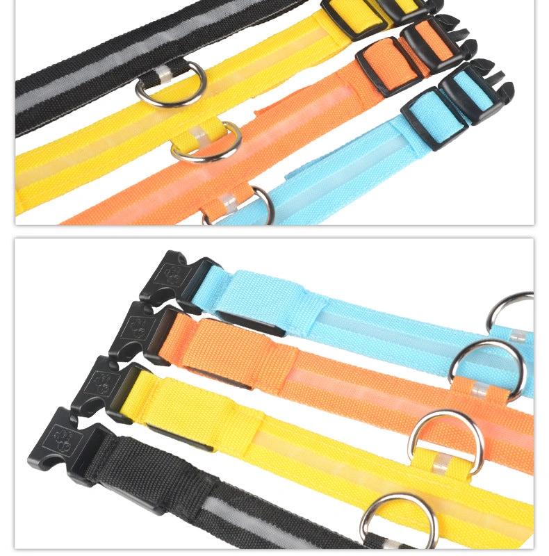 Glow-in-the-Dark LED Dog Collar – Adjustable Nylon Flashing Pet Collar for Night Safety for Dogs and Cats