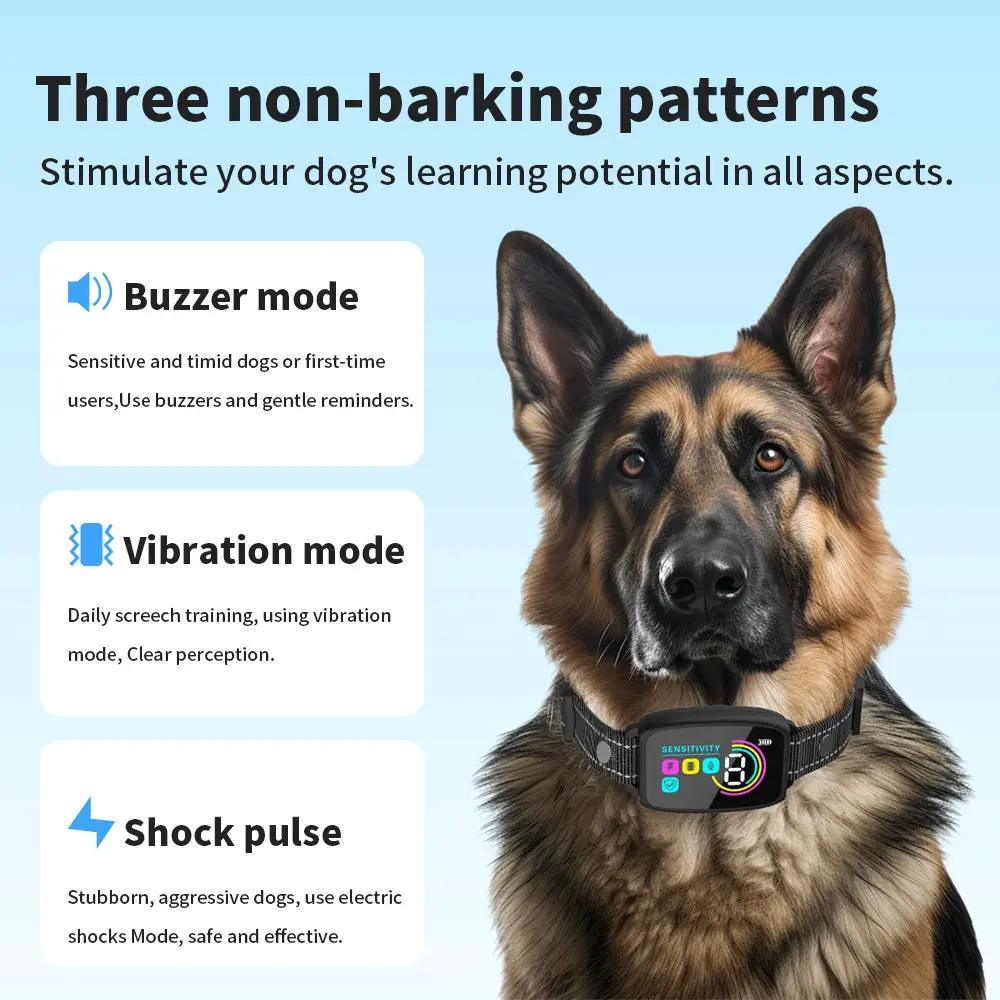 Smart Automatic Anti-Barking Dog Collar with AI Recognition, 4 Training Modes, IP67 Waterproof, USB Rechargeable, and 15-Day Battery Life for Dogs 8–120 lbs