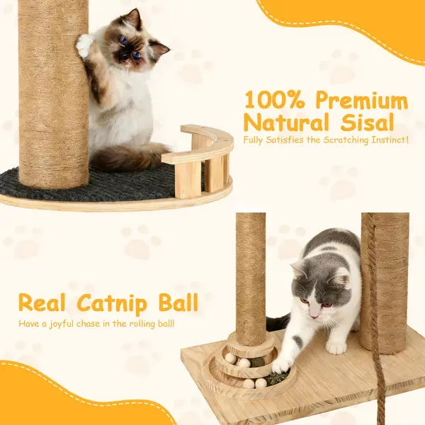 6-Level Adjustable Cat Tree with Scratching Posts, Transparent Capsule &amp; Hammock