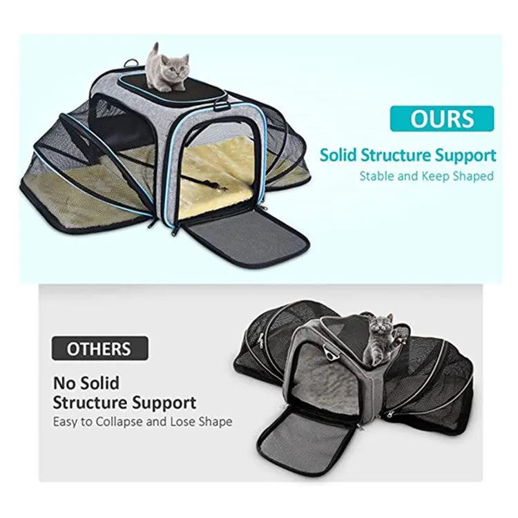 Airline-Approved Expandable Pet Carrier with Four-Way Access and Reflective Safety Tapes