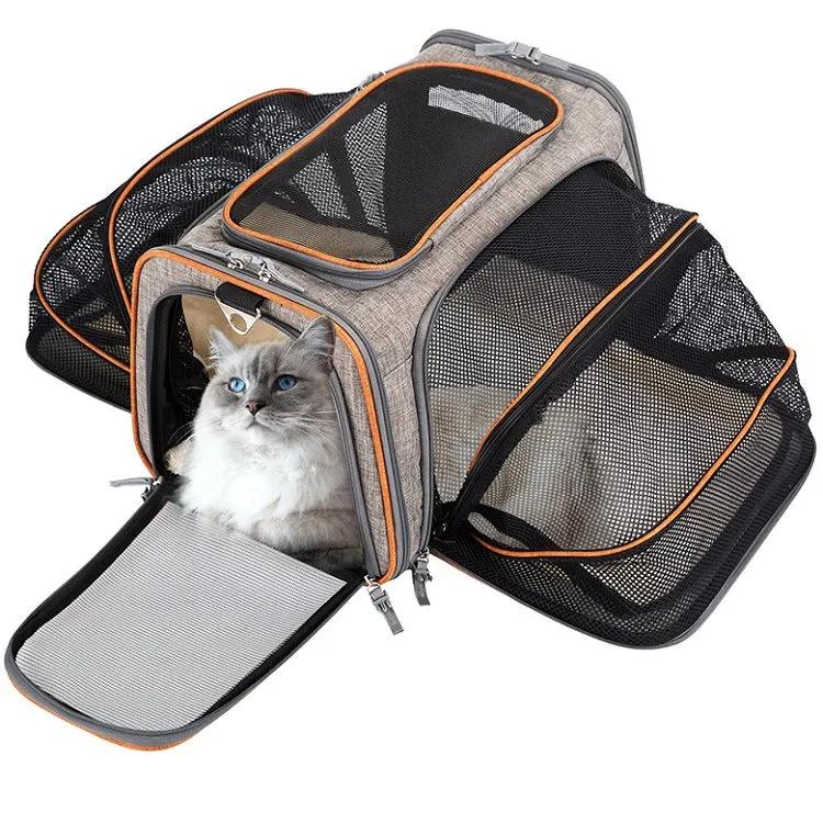 Airline-Approved Expandable Pet Carrier with Four-Way Access and Reflective Safety Tapes